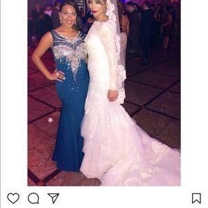 Teal beaded mermaid gown